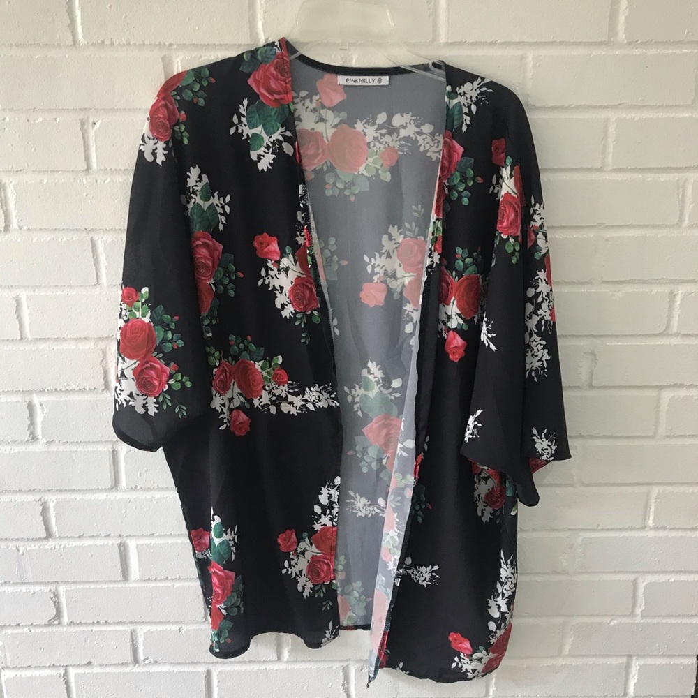 Floral Chiffon Kimono - M